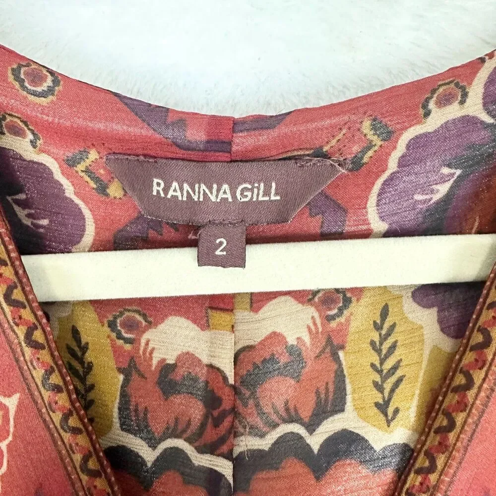 Anthropologie Ranna Gill Ceret Maxi Dress Size 2 Boho Floral Paisley Western - Picture 8 of 9